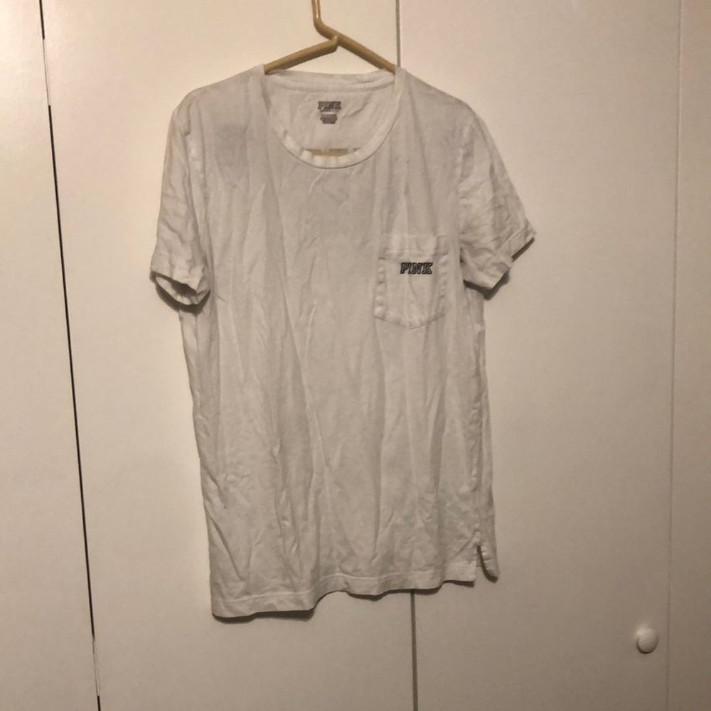 Pink Victoria Secret White/Black Color Short Sleeve Tee